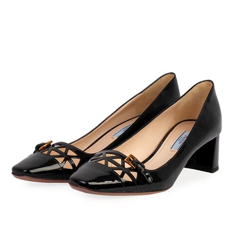 prada patent block heel pump|Prada high heels.